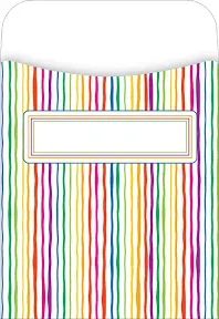 Stripes Peel & Stick Library Pockets, 30/Pack