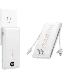 VEEKTOMX Portable Charger with Built in Cables 22.5W 10000mAh Power Bank for iPhone with Ac Wall Plug