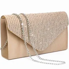 Dasein Ladies Frosted Satin Evening Clutch Purse Bag Crossbody Handbags Party Prom Wedding Envelope