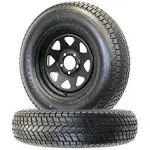 2-Pk Trailer Tire Rim ST205/75D15 15 in. Load C 5 Lug Black Spoke Wheel