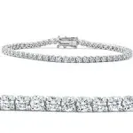 18k White or Yellow Gold Round Moissanite Tennis Bracelet 6cttw 7" Women's