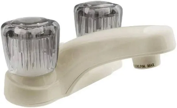 Dura Faucet DF-PL700S-BQ RV Bathroom Faucet with Smoked Acrylic Knobs Bisque