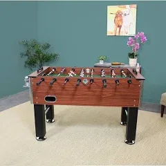 Sunnydaze 55 In Faux Wood Foosball Game Table With Folding Drink Holders