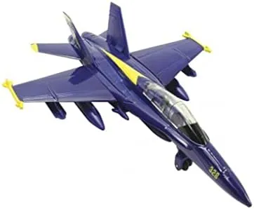 Playmaker Toys 9&#034; X-Planes US Navy F-18 Hornet Blue Jet Toy with Pull Back