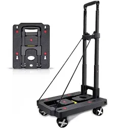 Portable Folding Hand Truck 110 lbs Heavy Duty Luggage Cart with 4 Rotate Whe...