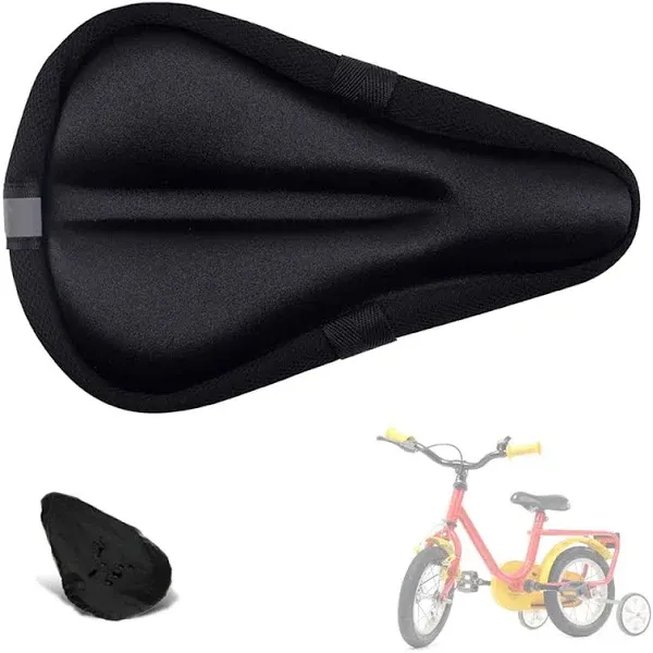 Kids Gel Bike Seat Cushion Cover for Boys & Girls, 9"x6" Breathable & Extra Soft Memory Foam Children Bicycle Saddle Pad with Water&Dust Resistant Cover