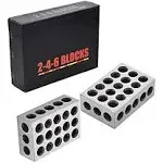 Findmall 1 Pair Ultra Accuracy 2-4-6 Blocks 23 Holes Matched .0002" Machinist 246 Block