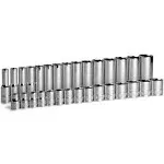 3/8 in. Drive Shallow and Deep Chrome Socket Set, 6-Point, 8 to 22 mm, 30-Piece