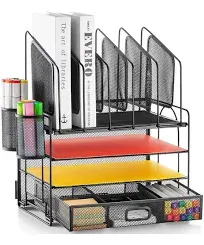 Mararasse 4-Tier Mesh Desk Organizer with Drawer