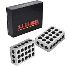 Findmall Ultra Accuracy 2-4-6 Blocks 23 Holes Matched .0002" Machinist 246 Block