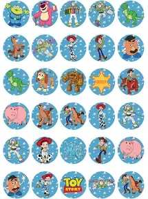 30 x Edible Cupcake Toppers – Toy Story Themed Collection of Edible Cake Decorations | Uncut Edible on Wafer Sheet