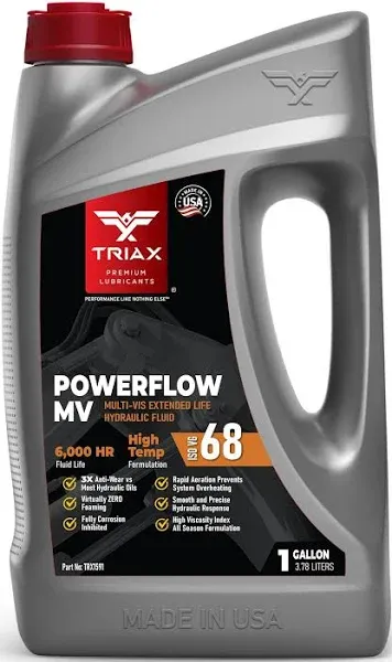 Powerflow MV 68 Premium HLP Hydraulic Oil, 6000 Hour Extended Life, Double An...