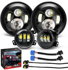 Nilight 4Pcs 7 Inch Round Cree Headlight and 4 inch Fog Lights High Low Beam Compatible with 1997-2018 Wrangler JK Unlimited JKU TJ CJ Rubicon, 2 Years Warranty