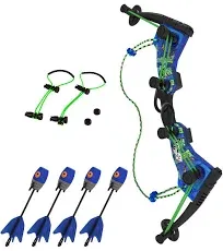 Zing HyperStrike Dominator Bow Pack - 1 Blue Dominator Bow, 4 Blue Zonic Whistle Arrows, 1 Set of Bungee Replacement and 1 Shoulder Strap - Great for Long Range Outdoor Play, for Ages 14 and Up