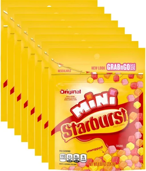 Starburst Original Minis Fruit Chews Candy, 3.5 ounce (15 Share Size Packs)