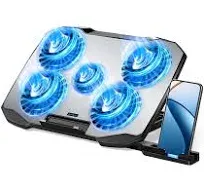 Laptop Cooling Pad,Gaming Laptop Cooler with 5 Quiet Fans for 12-15.6 Inch,Laptop Cooling Stand with 5 Height Adjustable,2 USB Ports, Phone Stand