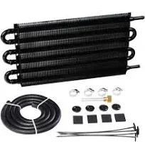 6 Pass Ultra-Cool Tube and Fin Transmission Cooler Universal 5/16&#034; Oil Cooler Ki