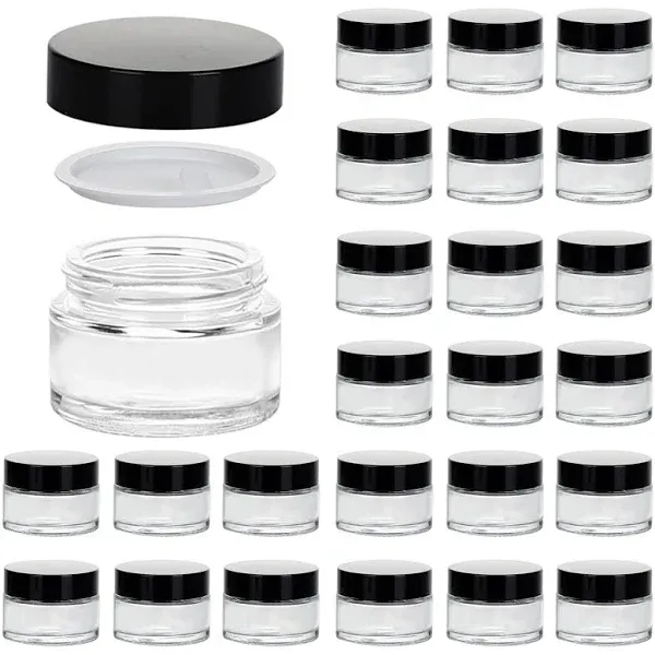 25-Pack 1oz Glass Jars with Lids - Clear Containers for Cosmetics &amp; Travel