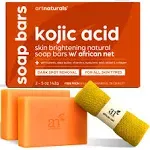 Kojic Acid Soap African Net Sponge (2 Pack x 142g Turmeric Bars) Dark Spot Remov