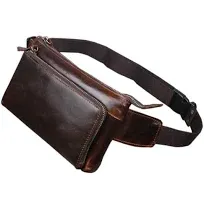 Hebetag Leather Waist Bag Fanny Pack for Men Women Travel Outdoor Hunting Hiking