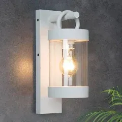 Porch Light White Dusk to Dawn Outdoor Wall Light,13in Large Exterior Lighting Fixture for House Garage Front Door,Waterproof Outside Hanging Lamp E26 Wall Mount Lantern(Bulb Not Include)