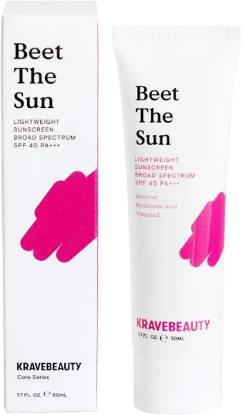 KraveBeauty Beet The Sun SPF 40 PA+++ Broad Spectrum Sunscreen, Daily Non-Greasy Chemical SPF, No White Cast or Pilling