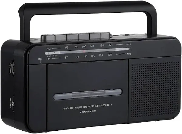 Boombox MP3 Conversion Cassette Tape Player Recorder AM FM Radio, Cassette to MP