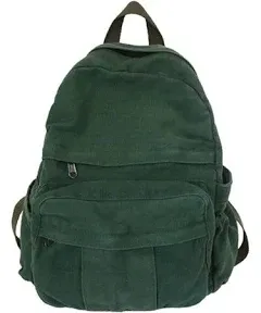 Canvas Backpack for Women Men Mini Aesthetic College Backpack Vintage Laptop Backpack Casual Daypack Small Travel Rucksack (Green,One Size)