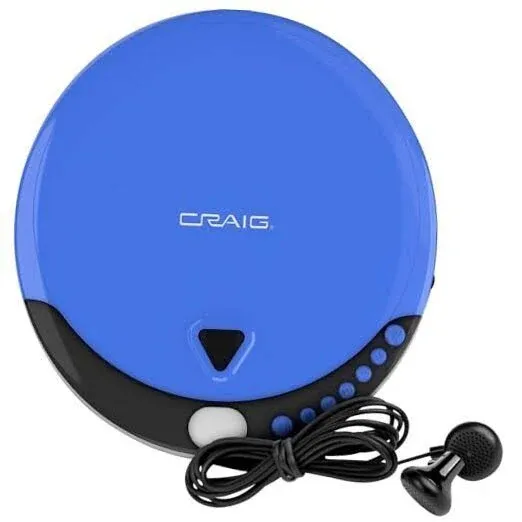 Craig CD2808-BL Personal CD Player with Headphones - Black/Blue NEW OPEN BOX