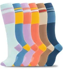 fenglaoda Compression Socks for Women Men Support Circulation 6 Pairs Socks For Nurse, Travel, Flight