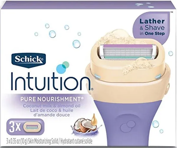 Schick Intuition Pure Nourishment Razor Refills, Coconut Milk and Almond Oil - 3 Ea, 2 Pack