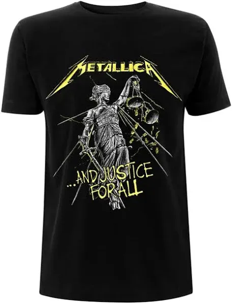 Metallica T-Shirt Justice For All Tracks Rock Band New Black Official