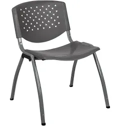 880 lb. Capacity Gray Plastic Stack Chair with Titanium Gray Powder Coated Frame