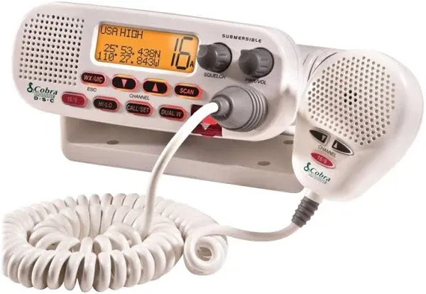 Cobra MR45-D White Fixed-Mount Class D Submersible VHF Radio #MR F45-D