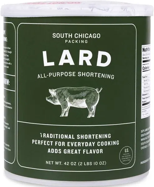 South Chicago Packing Traditonal LARD Shortening, 42 Ounces, Specialty Baking Shortening and Cooking Fat