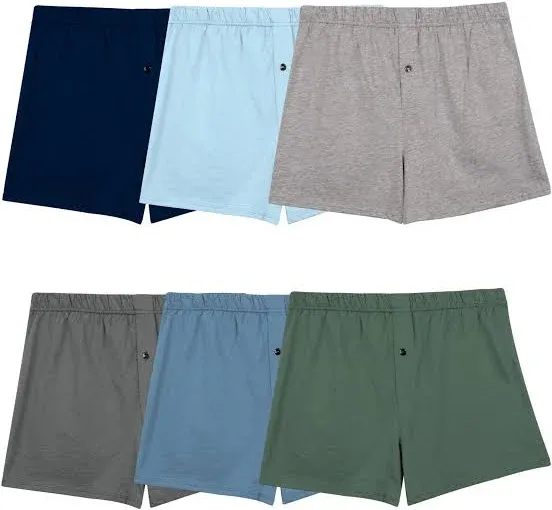 6 Pack Fruit of the Loom Men&#039;s Assorted Knit Boxers Soft Knit Fabric Sizes S-3XL