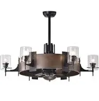 Warehouse of Tiffany Lodgin 35-inch Lighted Ceiling Fan with Glass Pillar Lamps