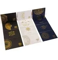 120 Thank You Gold Black White Blue Designed Envelopes Notes Cards Bulk Set 4x6