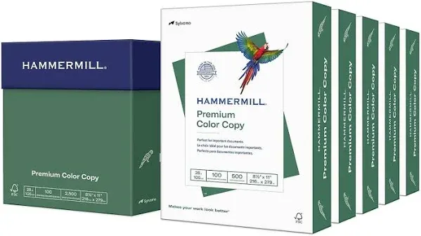 Hammermill Printer Paper, Premium Color 28 lb 5 Ream | 2500 Sheets, White 