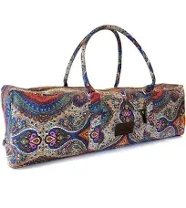 Kindfolk Yoga Mat Duffle Bag Patterned Canvas with Pocket and Zipper