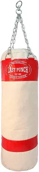 48&#034; LAST PUNCH Heavy Duty RED Canvas Pro Quality PUNCHING BAG w/ Chains New