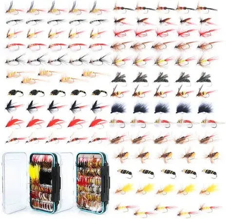 M MAXIMUMCATCH Maxcatch 120 pcs Fly Fishing Flies Kit Handmade Assortment Dry/We