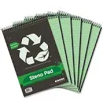 KAISA Steno Pad Notebook, Recycled Paper Gregg Ruled 6&#034; x 9&#034; Green Paper Note...