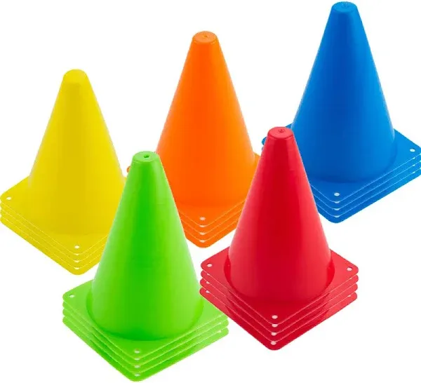 20 PCS 7 Inch Plastic Agility Cones for Kids-Mini Traffic Safety Cones-Constr..<wbr/>.