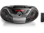 Philips Portable Boombox CD Player with Bluetooth, USB, Radio & Headphone Jack Mega Bass Stereo Sound System, Size: One-Size, Black