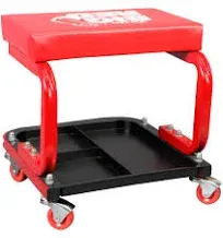 Torin TR6300 Red Rolling Creeper Garage/Shop Seat: Padded Mechanic Stool with