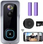 XTU WiFi Video Doorbell Camera, Wireless Doorbell Camera with Chime, 1080P HD, 2-Way Audio, Motion Detection, IP65 Waterproof, No Monthly Fees and 32GB SD Card Pre-Installed