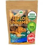 Ceylon Cinnamon Powder (1LB) | 100% CERTIFIED Organic | Freshly Ground Premium Sri Lanka Cinnamon For Exquisite Flavor and Aroma | Gluten Free & Non-GMO | Controlled and Packed in USA Food Facility