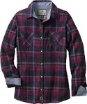 Legendary Whitetails Shirt Womens Large Red Sangria Plaid Cottage Escape Flannel