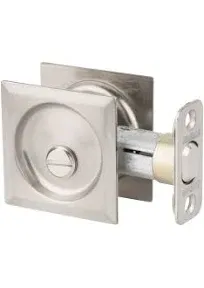 Kwikset Square Privacy Pocket Door Lock, Satin Nickel